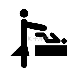 卫生间服务图片_女人和婴儿是黑色图标。