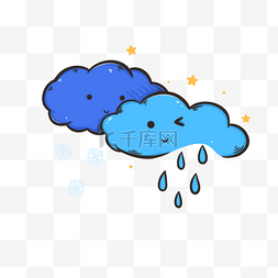 天气贴纸彩色线条下雨插图