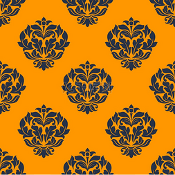 花卉丝绸图片_维多利亚时代锦缎风格图案中的靛