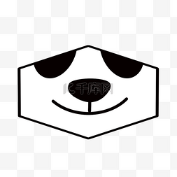 系类动物图片_黑白卡通熊猫可爱动物嘴巴口罩