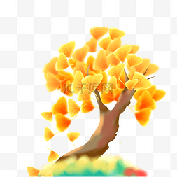 银杏树飘落树叶图片_秋天树木银杏树银杏叶植物树木