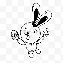 彩蛋线稿图片_卡通简约可爱黑色兔子彩蛋