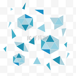 蓝色三维数字技术格子多边元素