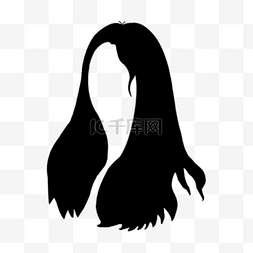 女性发型头发图片_女性发型创意假发乌黑头发黑白