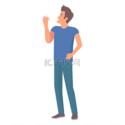 手的样式图片_男人穿着牛仔裤和蓝色 t 恤矢量图