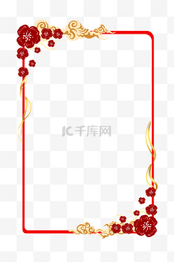 春节新年花朵花纹方形边框