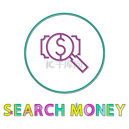 金融课程图片_货币搜索图标手玻璃下的美元符号