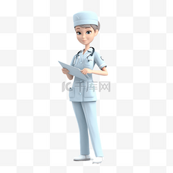 护士插画图片_卡通手绘3D职业人物护士