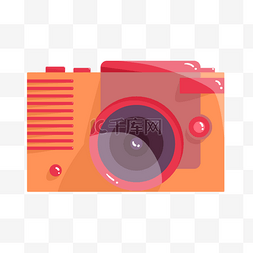 橙色卡通装饰图片_橙色手绘相机装饰图案