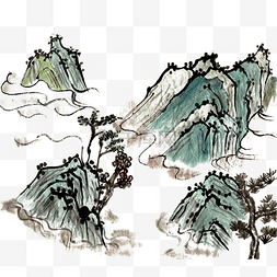 山峰风景图图片_古意山水图水墨