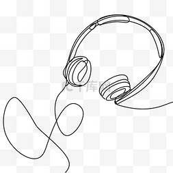 音符图片_抽象线条画时尚头戴式耳机
