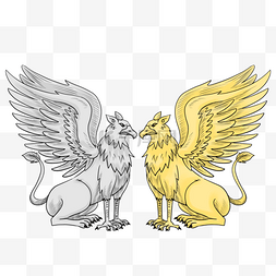 金色铁艺翅膀图片_动物狮鹫希腊神话