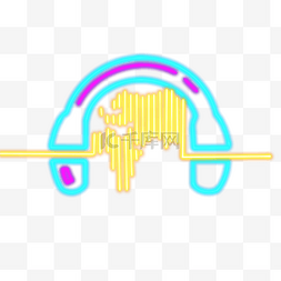 耳机霓虹图片_霓虹光效耳机标志