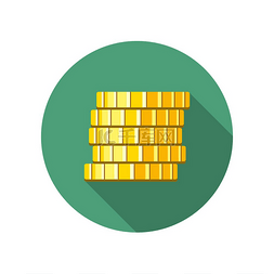 硬币钱黄金图片_扁平样式的硬币矢量堆叠的金币插