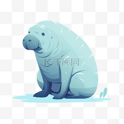 海狮图片_可爱卡通手绘免扣动物扁平插画素