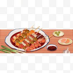 中华美食美味烧烤串串撸串海鲜丸