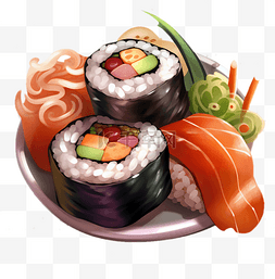 手绘日本料理图片_日本寿司料理美食