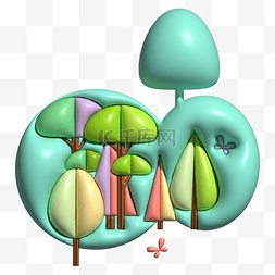 膨胀风立体春天树木装饰