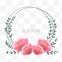 花卉边框图案图片_粉色花朵水彩花卉边框