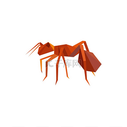 艺术手工创意图片_折纸蚂蚁孤立的手工昆虫矢量棕色