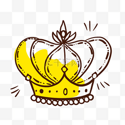 黄色卡通简约线稿宝石皇冠