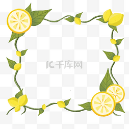 黄色柠檬边框图片_方形黄色柠檬边框