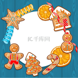 姜饼雪花图片_圣诞快乐的相框上面有各种各样的