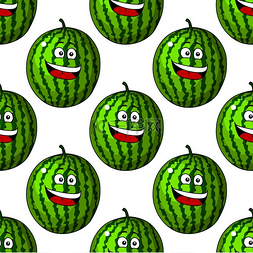 美味的西瓜图片_开心大笑卡通绿色夏季西瓜水果呈