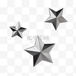 银色立体星图片_3DC4D立体银色五角星
