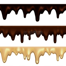 液体的巧克力滴图片_滴白巧克力融化。