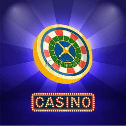 招牌海报图片_海报由带有灯泡的赌场招牌装饰轮