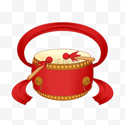 新年春节庆典红绸带中国鼓打鼓
