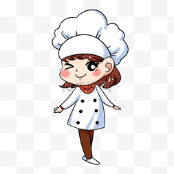 厨师围裙图片_女厨师可爱卡通风格眨眼