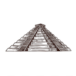 墨西哥金字塔图片_矢量草图中的阿兹特克或玛雅金字