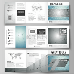 报告封面数据图片_三折方形设计小册子的业务模板集