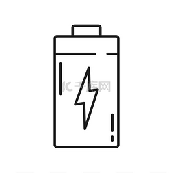 电池图标带有电源标志隔离的细线
