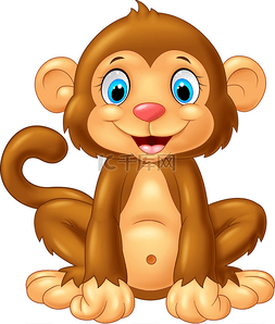 猴子摇尾巴图片_卡通可爱的猴子坐