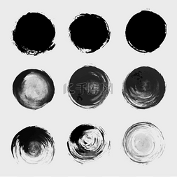 染色纹理图片_Grunge 漆圆矢量元素集。刷涂片染