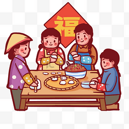 美食复古图片_新年农村过节过春节包饺子