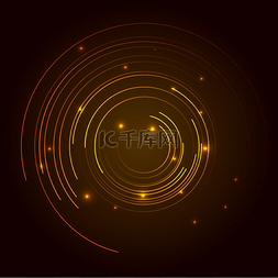光晕科技素材图片_黄色科技旋涡线条光晕金色圆圈