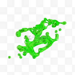 绿色果汁图片_3D飞溅绿色液体