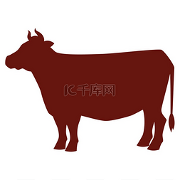 奶牛轮廓图农场和农业的风格化图