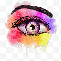 女性眼睛抽象水墨风格