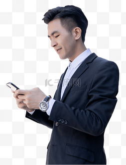 商务男性手机发短信
