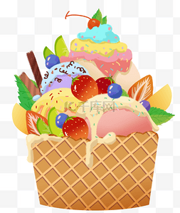 草莓甜筒冰激凌图片_奶油脆皮口味冰激凌