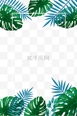 ins风插画图片_海报边框植物四周边框清新春夏春