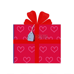 节日礼品盒用纸包裹着粉红色的心