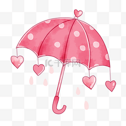 粉色七夕背景图片_雨伞爱心粉色红色卡通可爱