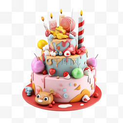 多层生日蛋糕图片_卡通手绘儿童生日蛋糕