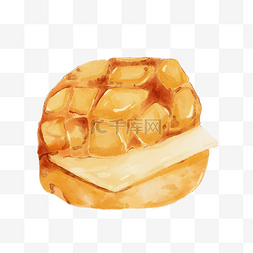 面包烘焙图片_烘焙面包菠萝油菠萝包手绘插画风